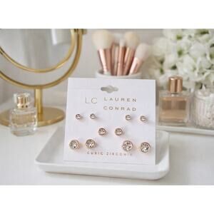 LC Lauren Conrad Rose Gold Stud Earring Set New